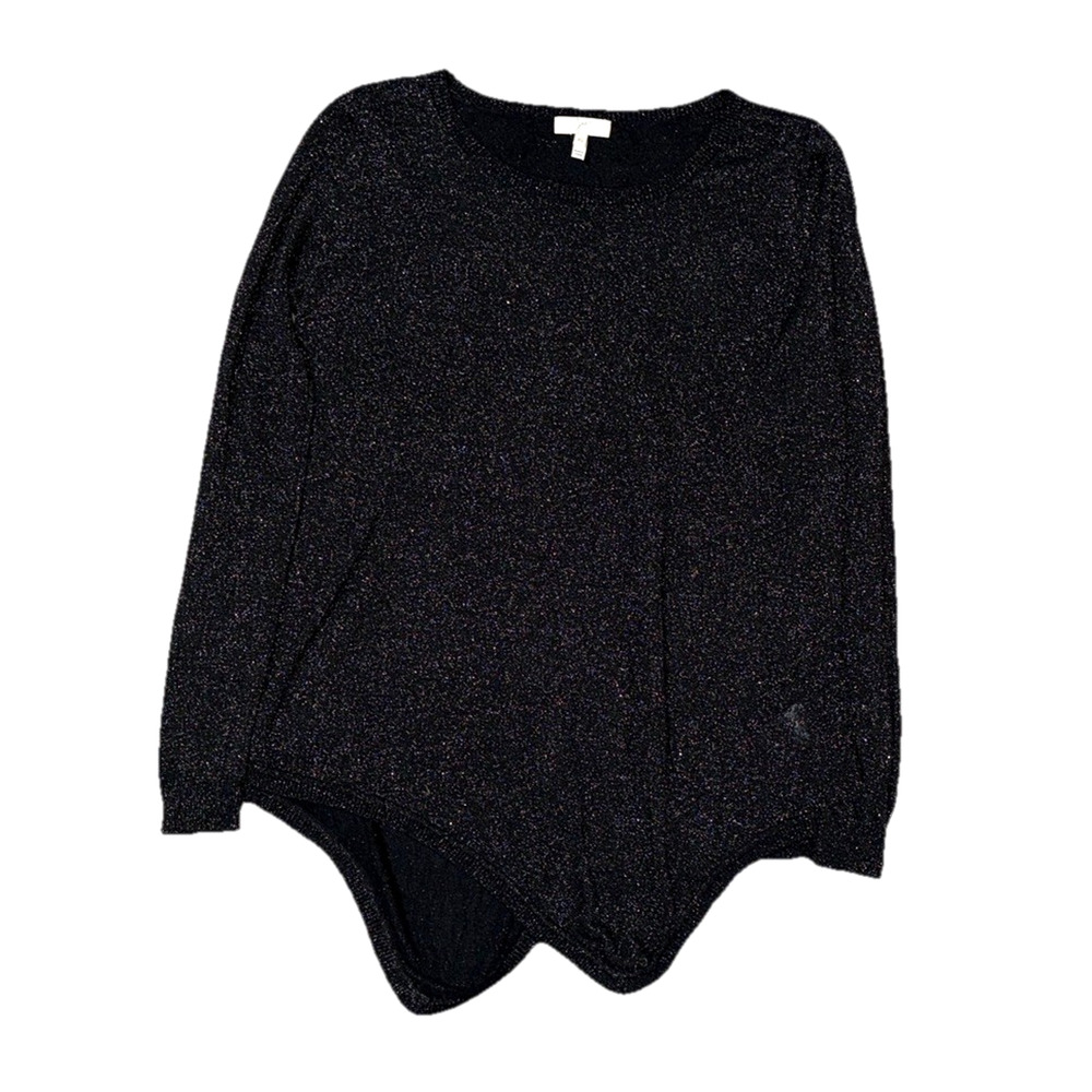 Joie Asymmetrical Black Sparkle Top Sz XS Metallic Shimmer Knit Tunic Jumper